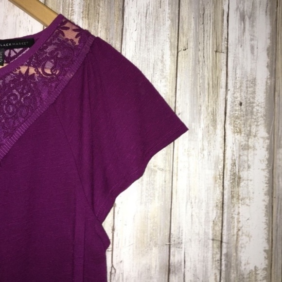 White House Black Market Purple Lace Neck Blouse - Picture 2 of 5